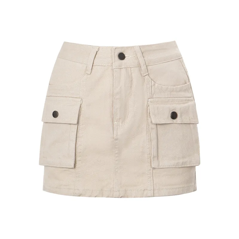 Wen Shan Denim Short Skirts Women's Ecru-0