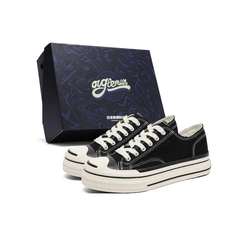 OUGLEMEN Coverage Abrasion Resistant Lightweight Slip Resistant Low Top Canvas Shoes Unisex Box-0