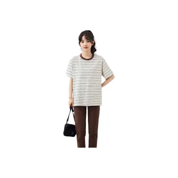 JECCI FIVE T Shirts Women's Apricot Stripes