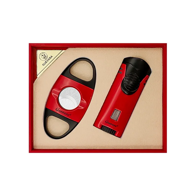 GUEVARA Cigar Tool Set, Blue Flame Lighter With Sharp Double Blade Cigar Scissors-9
