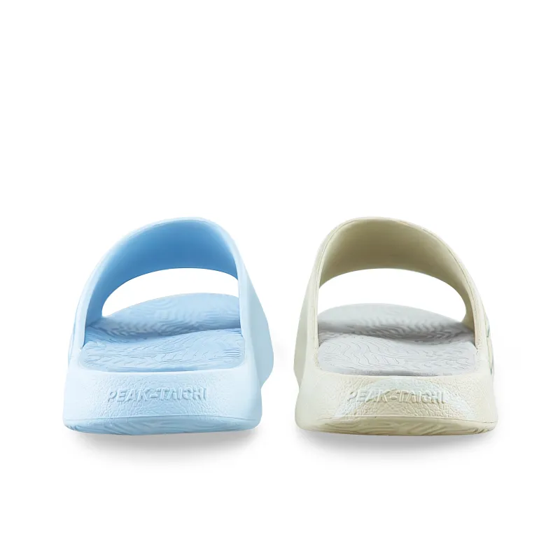 PEAK Tai Ji1.0 Quiet Slip Resistant Abrasion Resistant Slide Slippers Unisex Beige Blue Mismatched-6