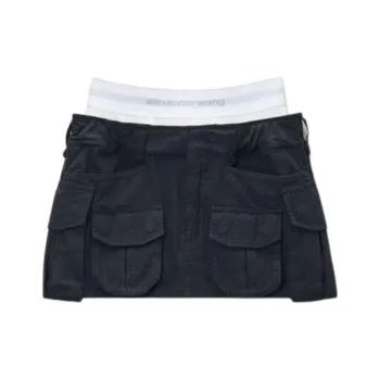 Alexander Wang Logo Elastic Pre Styled Cargo Skirt Asphalt