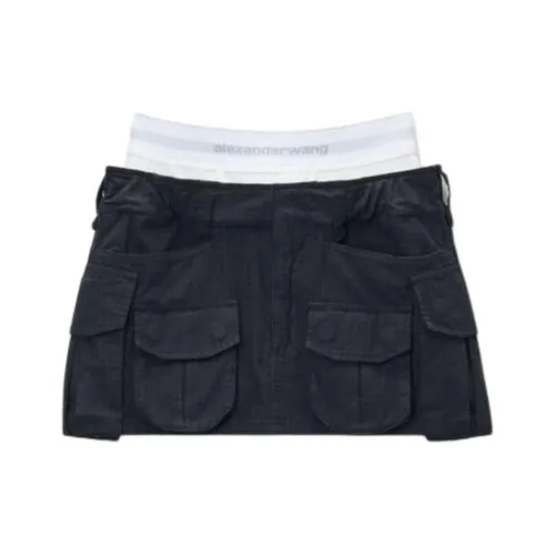 Alexander Wang Logo Elastic Pre Styled Cargo Skirt Asphalt