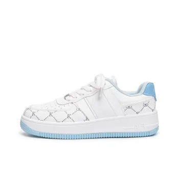 CHERRY&KALIKA Slip Resistant Cushioning Abrasion Resistant Breathable Low Top Skateboard Shoes Women's White Blue