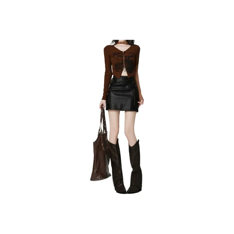 FOREVER 21 Leather Short Skirts Women's-0