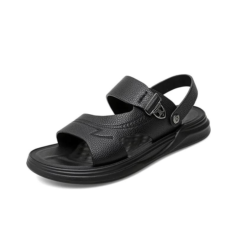 QIUTEXIONG Beach Sandals Men Black/Brown-1