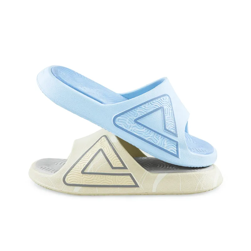 PEAK Tai Ji1.0 Quiet Slip Resistant Abrasion Resistant Slide Slippers Unisex Beige Blue Mismatched-4