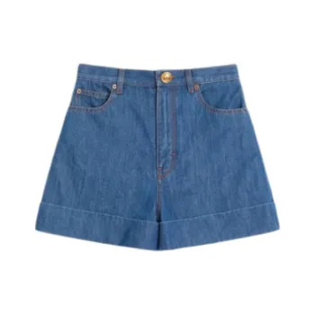 Valentino Logo Patch Denim Shorts