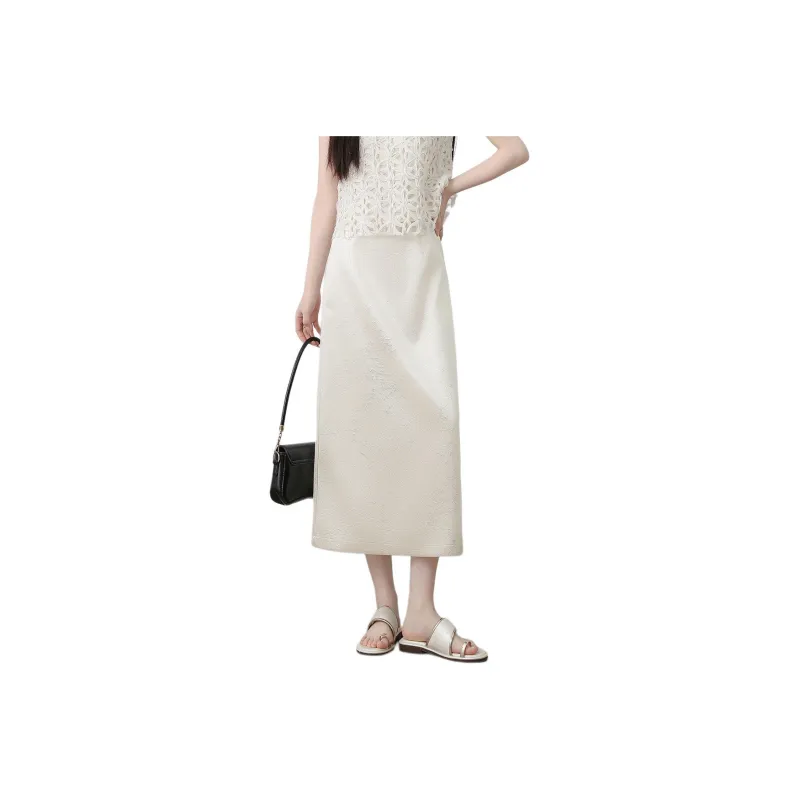 Like The Age Of Water Casual Long Skirt Women's Ecru-0