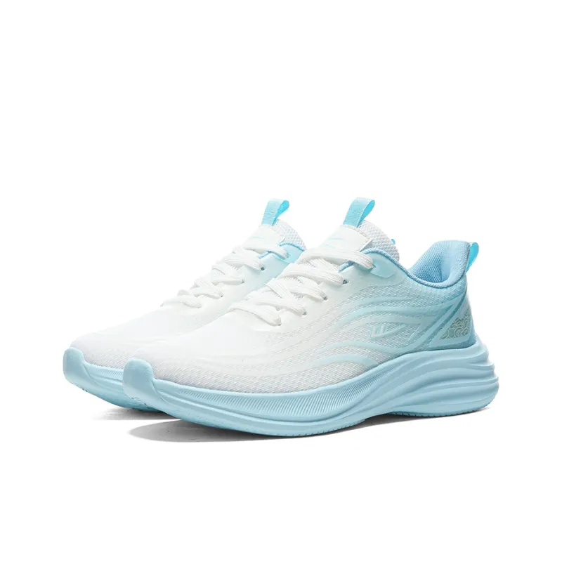 Warrior Rebound Abrasion Resistant Lightweight Breathable Slip Resistant Low Top Running Shoes Women's White Blue-1