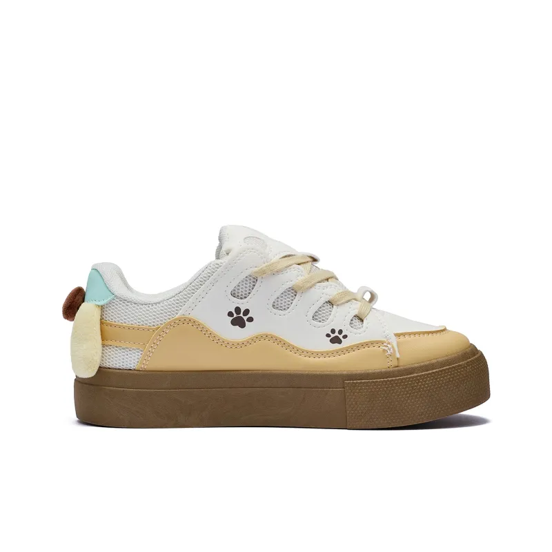 VKOI 1999 Abrasion Resistant, Lightweight, And Breathable Low Top Skateboard Shoes Women's Beige Yellow-1