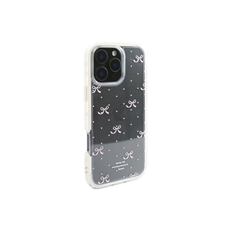 Wei Xin Acrylic Material Pink Heart Bowknot Phone Cases Compatible With IPhone 16/15 Pro Max/Apple 13/14 Pro/Max-1