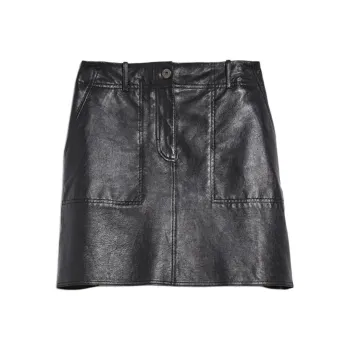 WEEKEND MaxMara Leather Short Skirts Women's Black