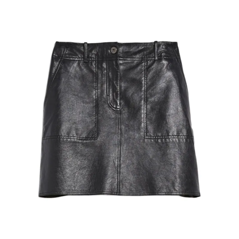 WEEKEND MaxMara Leather Short Skirts Women's Black-0