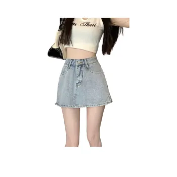 7 SEVFUN Denim Short Skirts Women's Light Blue