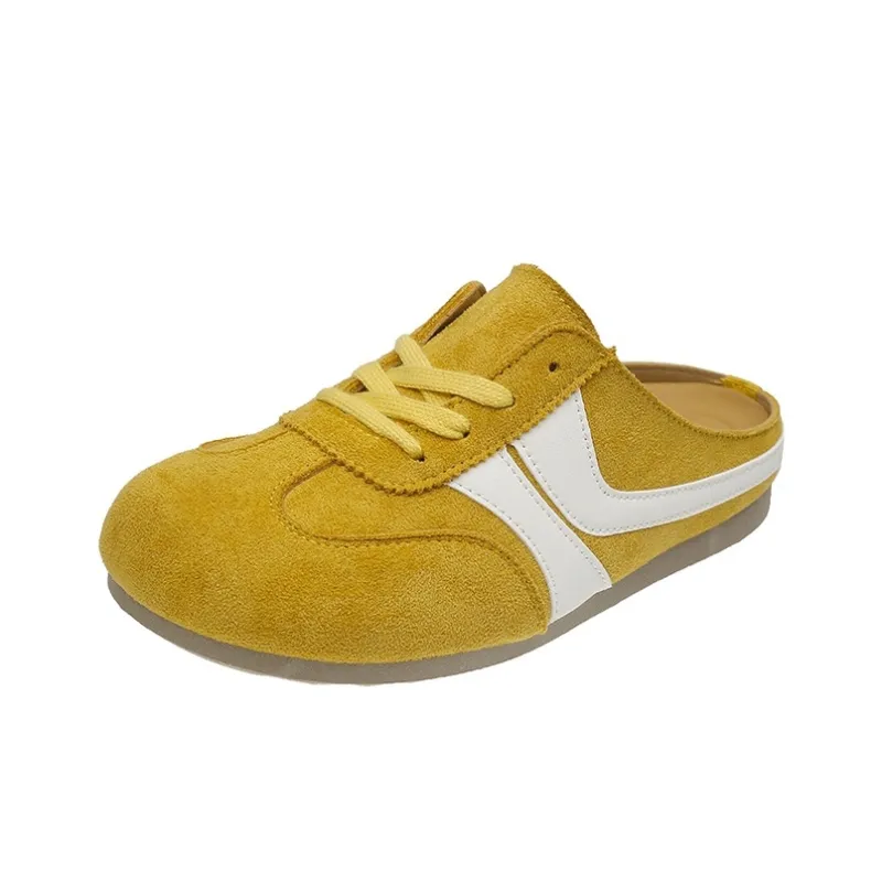 IHBOZ Rubber Sole Leather Patchwork Odor Resistant Abrasion Resistant Slip Resistant Closed Toe Slippers Women's-10