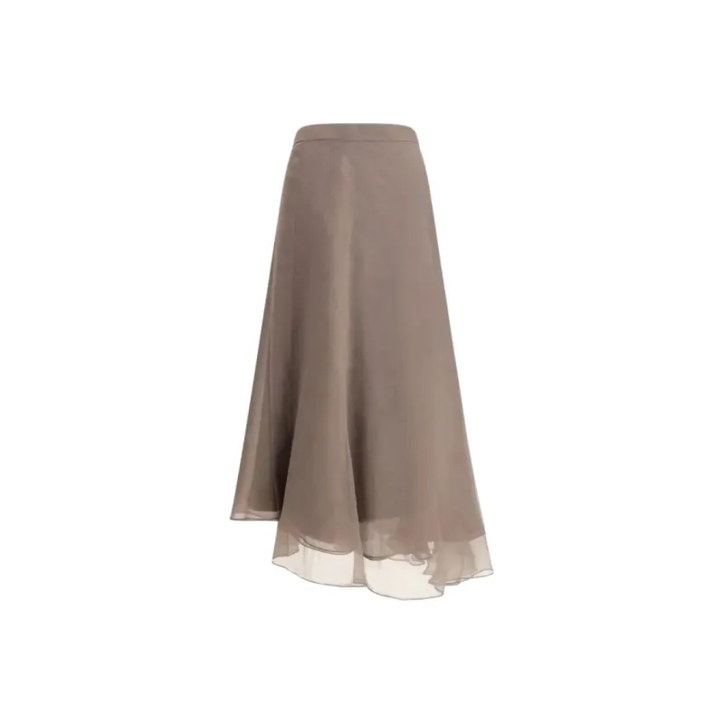 Brunello Cucinelli Silk Midi Skirt-0