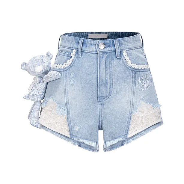 13 DEMARZO Denim Shorts Unisex Blue-0