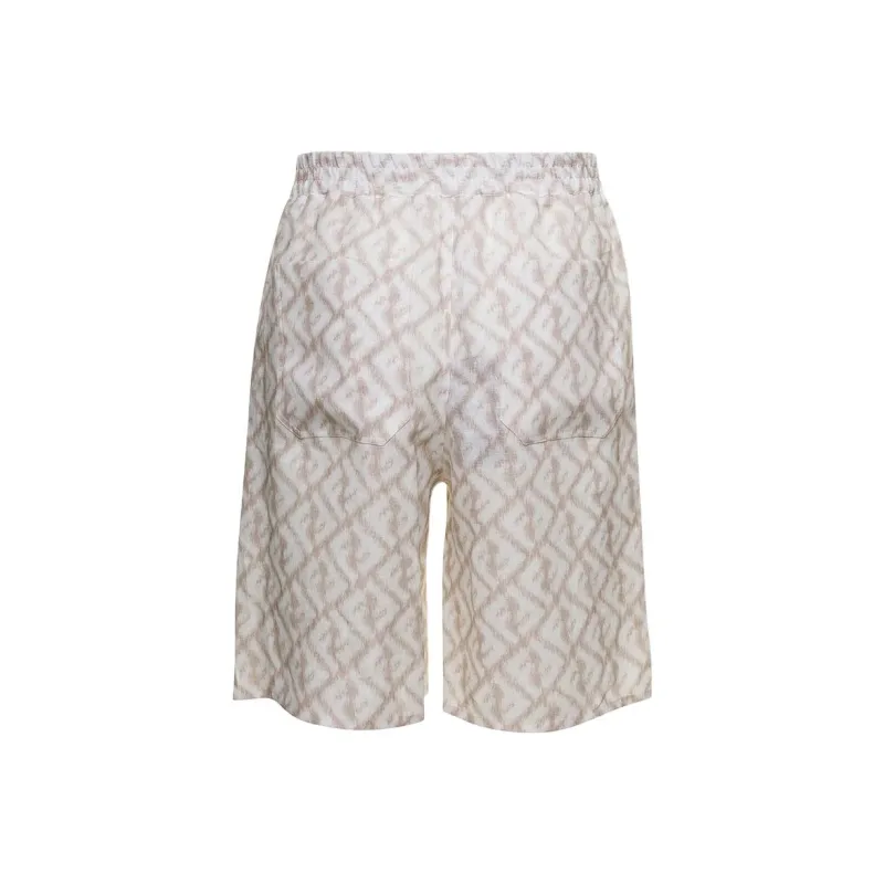 FENDI Abstract print Linen Shorts-1
