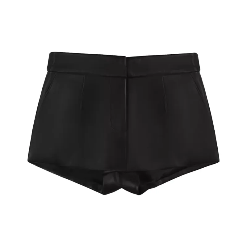CALLED BACK Leather Short Skirts Women's Black-0