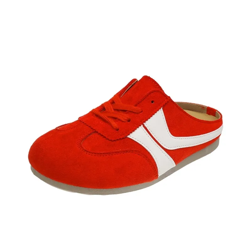 IHBOZ Rubber Sole Leather Patchwork Odor Resistant Abrasion Resistant Slip Resistant Closed Toe Slippers Women's-5