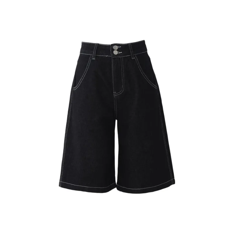 Rose Denim Shorts Women's Black-0