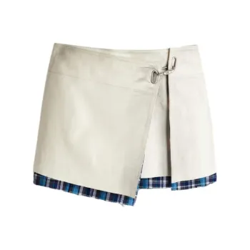 H&M H2 Collaboration Series Leather Short Skirts Women's White