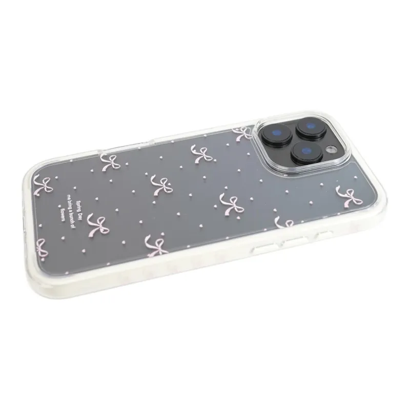 Wei Xin Acrylic Material Pink Heart Bowknot Phone Cases Compatible With IPhone 16/15 Pro Max/Apple 13/14 Pro/Max-3