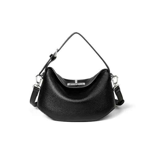 Teenmix Cow Leather Lunch Bag, Shoulder Bag, Crossbody Bag, Handbag Women's Black/White