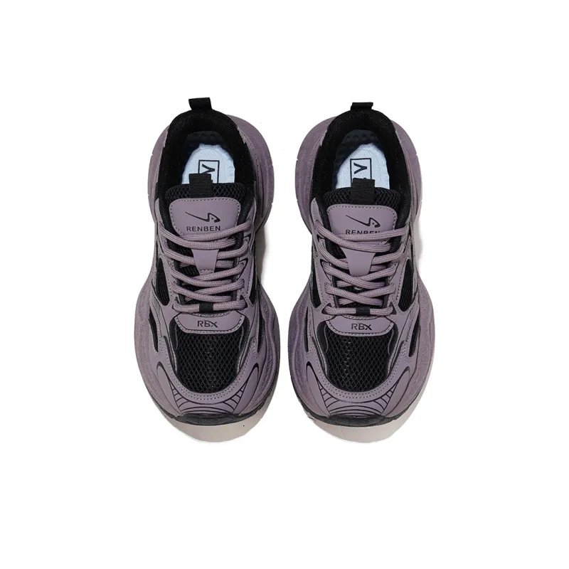 RENBEN Height Increasing Lightweight Breathable Low Top Chunky Sneakers Women's Purple-3