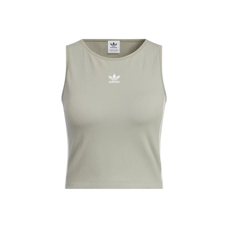 Adidas Originals 3 Stripes Sleeveless Sports Shirts Women's Pebble Silver Gray-0
