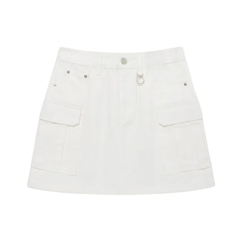 COVERNAT Denim Short Skirts Women's White-0