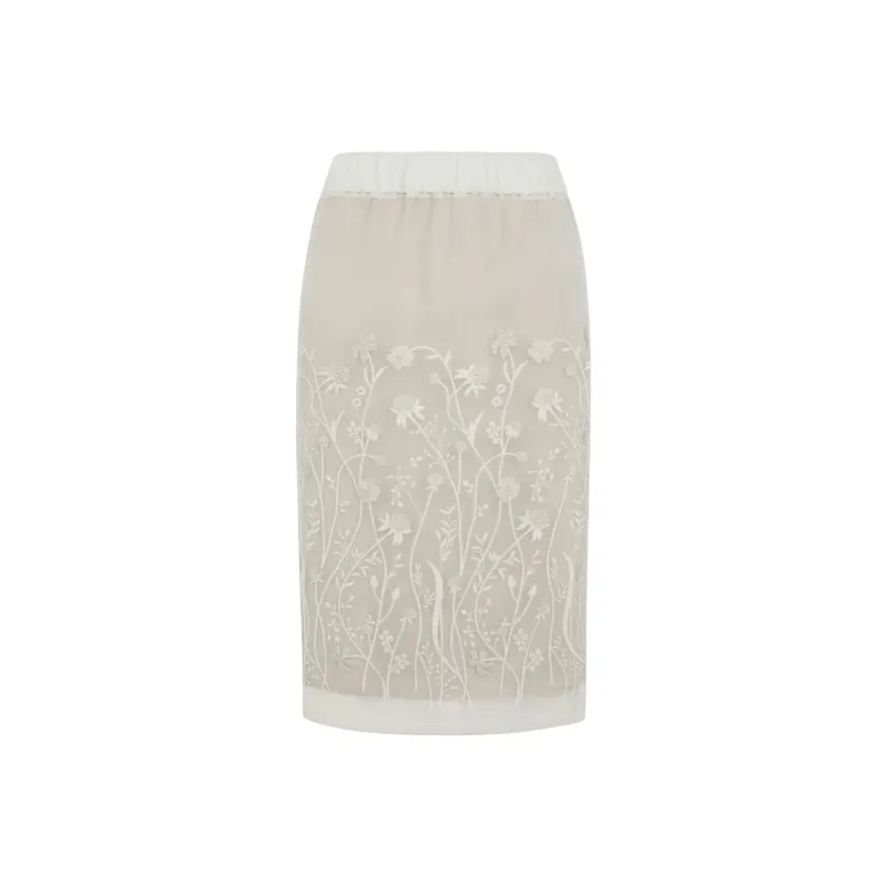 PAROSH Casual Long Skirt Women's White-0