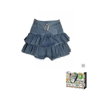 HAPG Denim Short Skirts Women's Blue