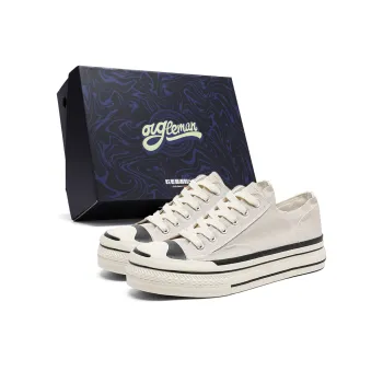 OUGLEMEN Coverage Abrasion Resistant Lightweight Slip Resistant Low Top Canvas Shoes Unisex Box