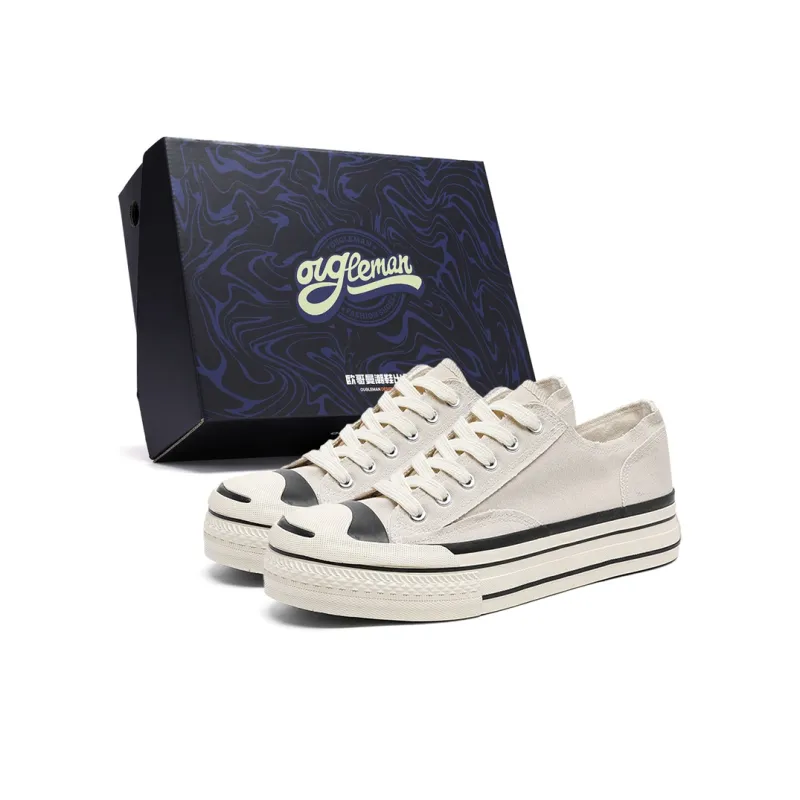 OUGLEMEN Coverage Abrasion Resistant Lightweight Slip Resistant Low Top Canvas Shoes Unisex Box-5