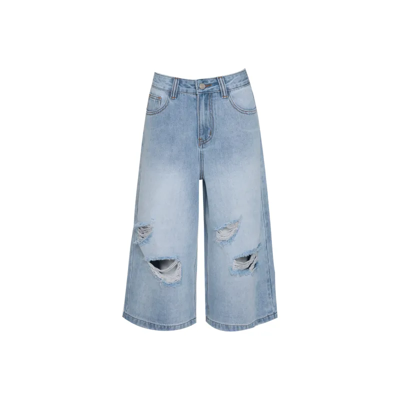 Wen Shan Denim Shorts Women's Sky Blue-0