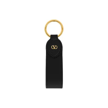 Valentino Calfskin Keychains Unisex Black