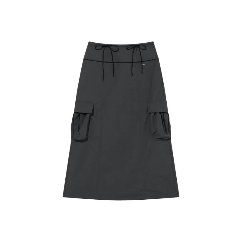 COVERNAT SS25 Casual Long Skirt Women's Charcoal Gray-0