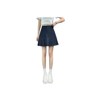 SITOL Denim Short Skirts Women's Dark Blue