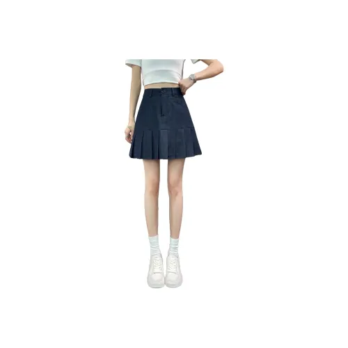 SITOL Denim Short Skirts Women's Dark Blue