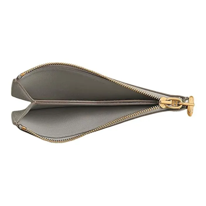 HERMES ZipengoChaine D'Ancre Evercolor Calfskin Card Holder Unisex 8L Beton Concrete Gray-1