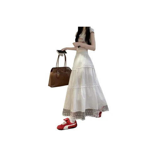 XIANSINIAO Casual Long Skirt Women's White