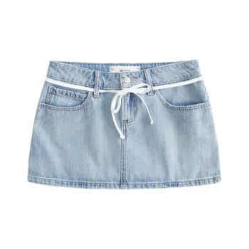 Hollister Denim Short Skirts Women's Light Blue