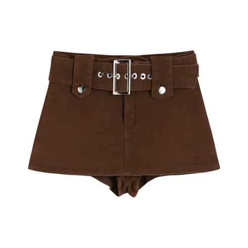 OSQ Denim Shorts Women's Brown