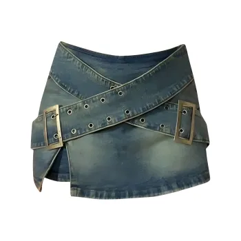 DOKZB Denim Short Skirts Women's Blue