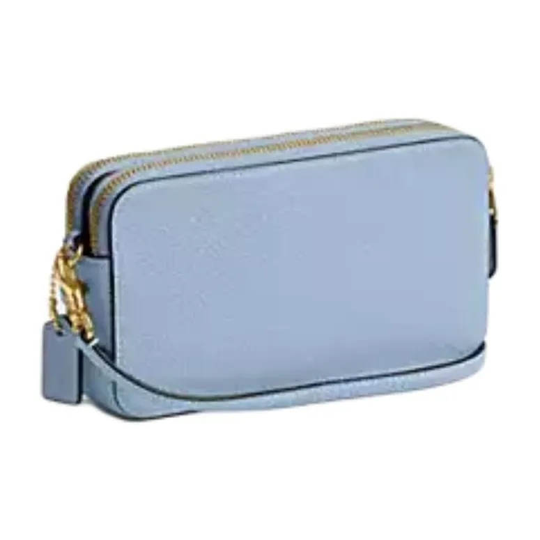 COACH Kira Polished Pebble Leather Shoulder Bag Trumpets Women's Blue-1