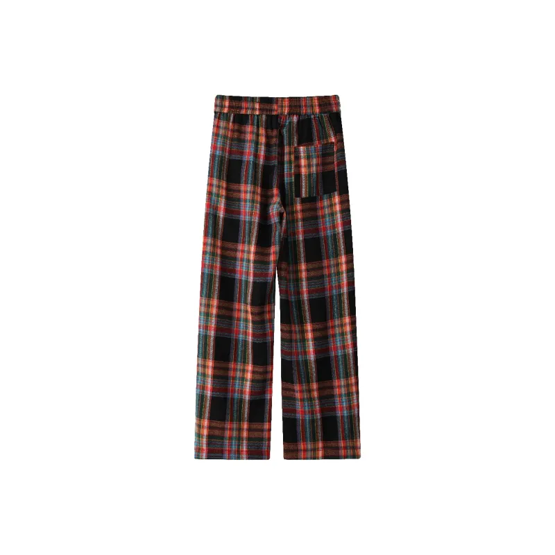 ROBINHOOD Casual Pants Women's Black Red Plaid-1