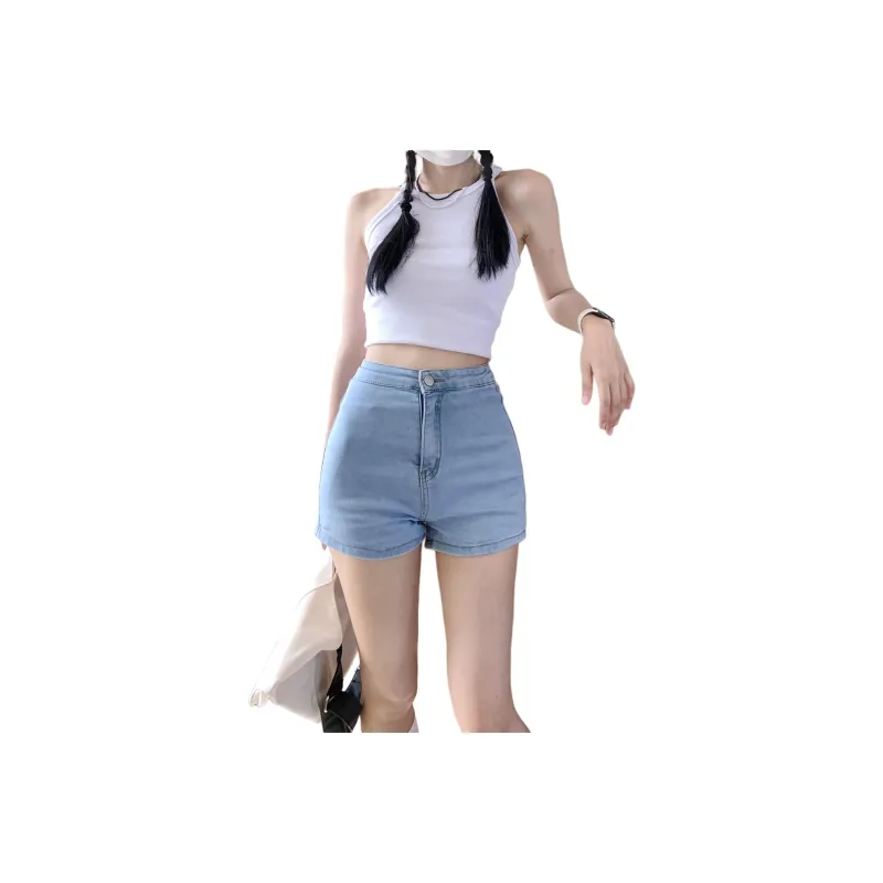Wen Shan Denim Shorts Women's Black High Elasticity Version-11