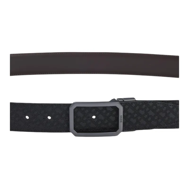 HUGO BOSS Leather Belts Unisex Black 3.5CM-1